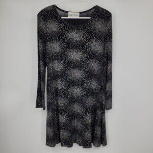 Vintage S.L. Fashions Black Velvet Shimmery Dotted Dark Fairy Whimsical Dress‎